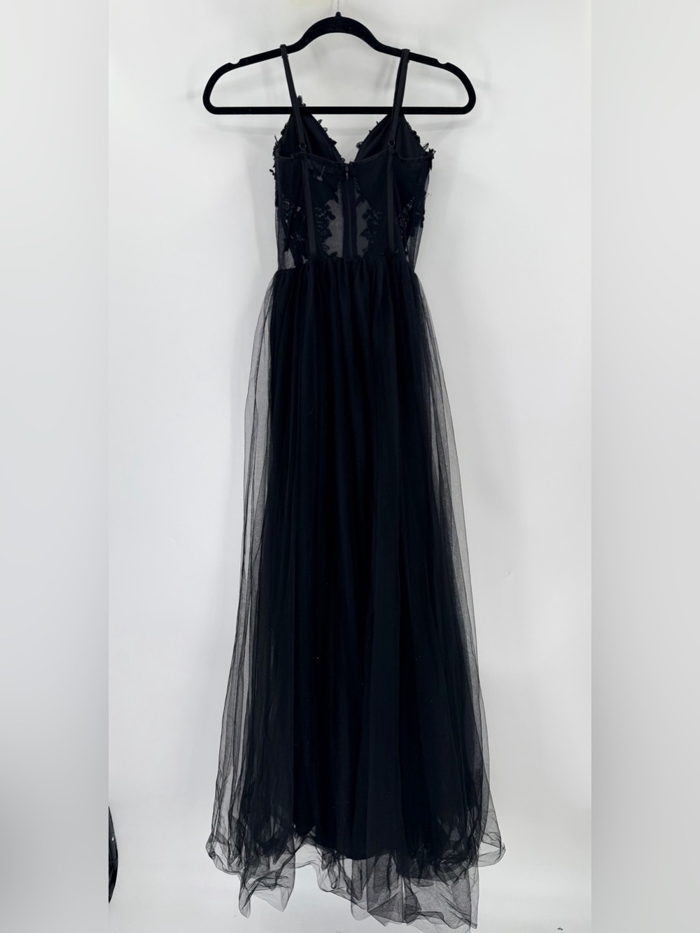 Midnight Doll Black Lace Corset Maxi Gown Dress Formal Wedding Guest Size 0 - Picture 3 of 4